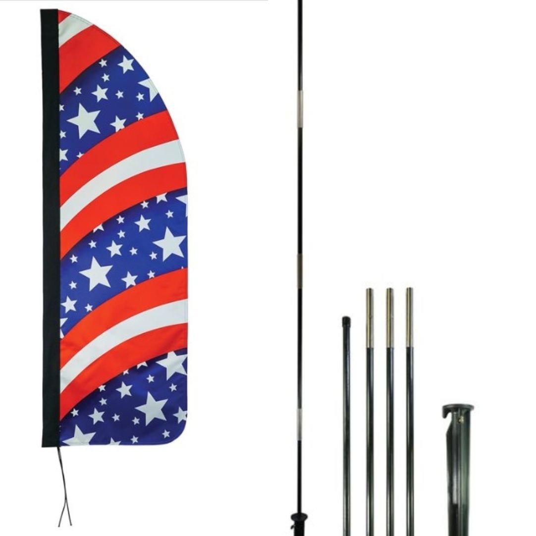 4' Heavy Duty Stars & Stripes Feather Banner Kit - Liberty Flag & Specialty