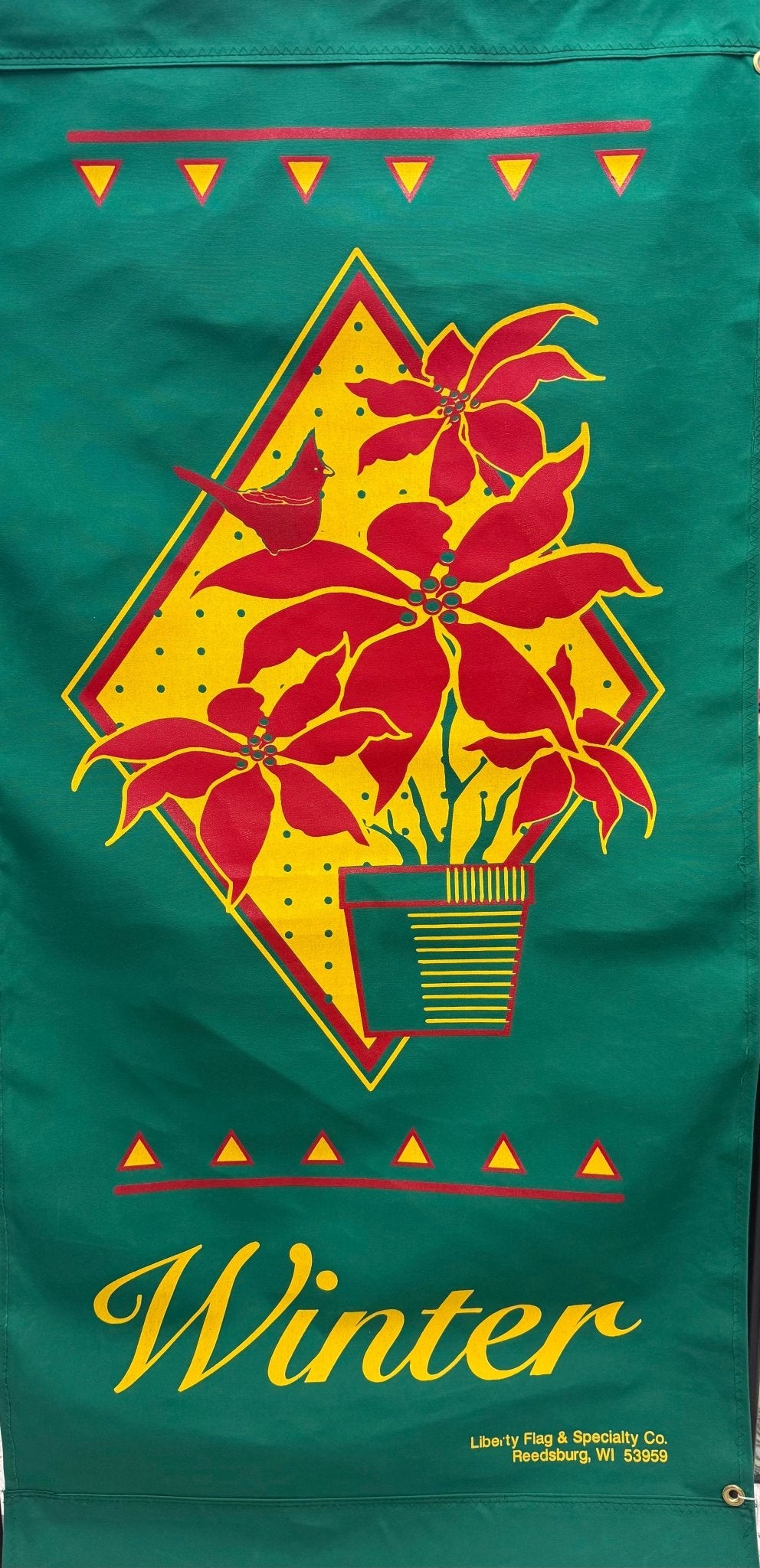 60' x 30' Sunbrella Street Banner - Poinsettia Winter - Liberty American Made Solutions
