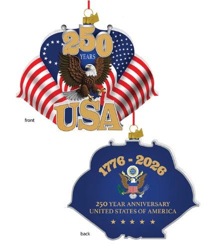 Glass 250th Anniversary U.S. Flag Ornament - Liberty Flag & Specialty