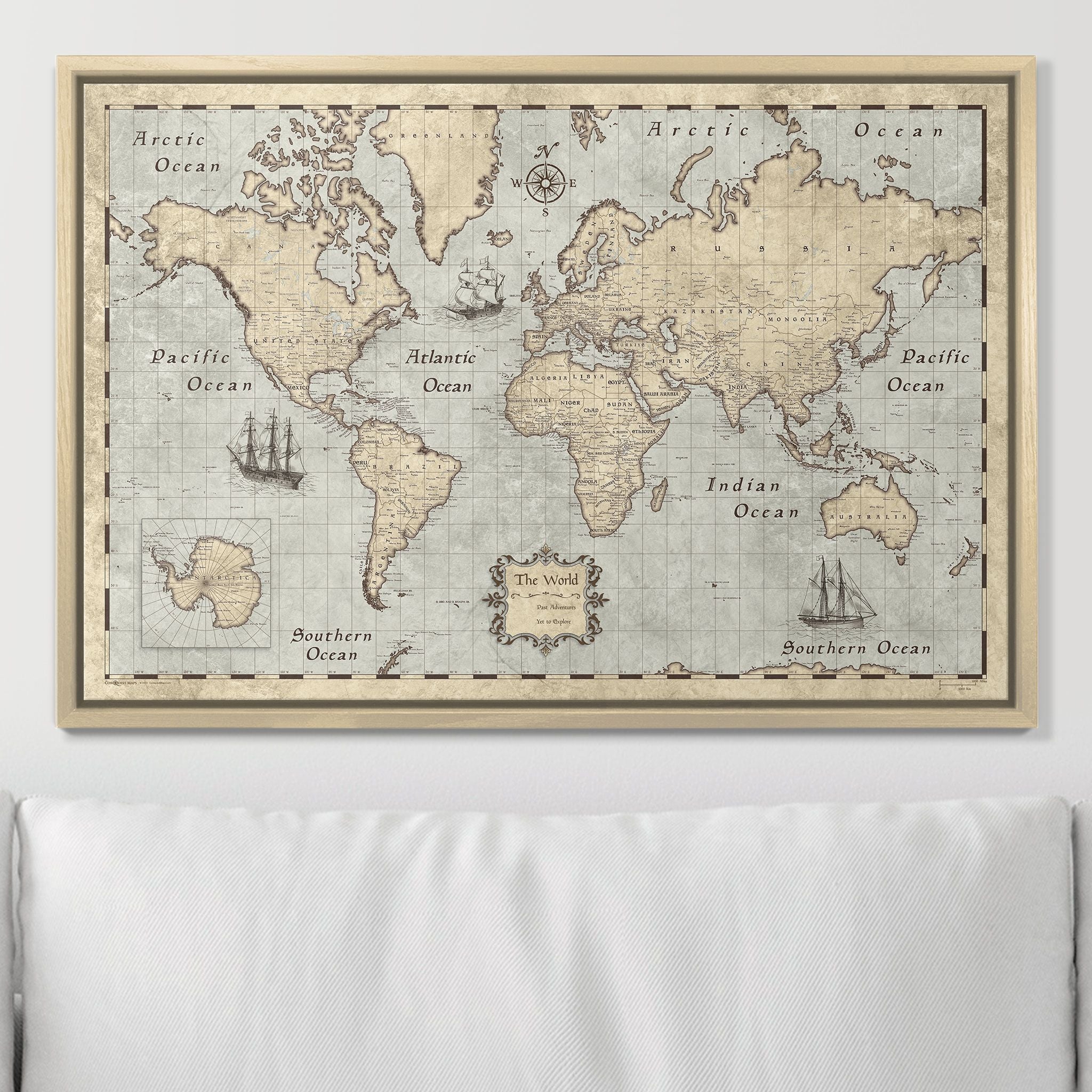 Push Pin World Map Pin Board - Rustic Vintage - Pins Included! - Liberty Flag & Specialty