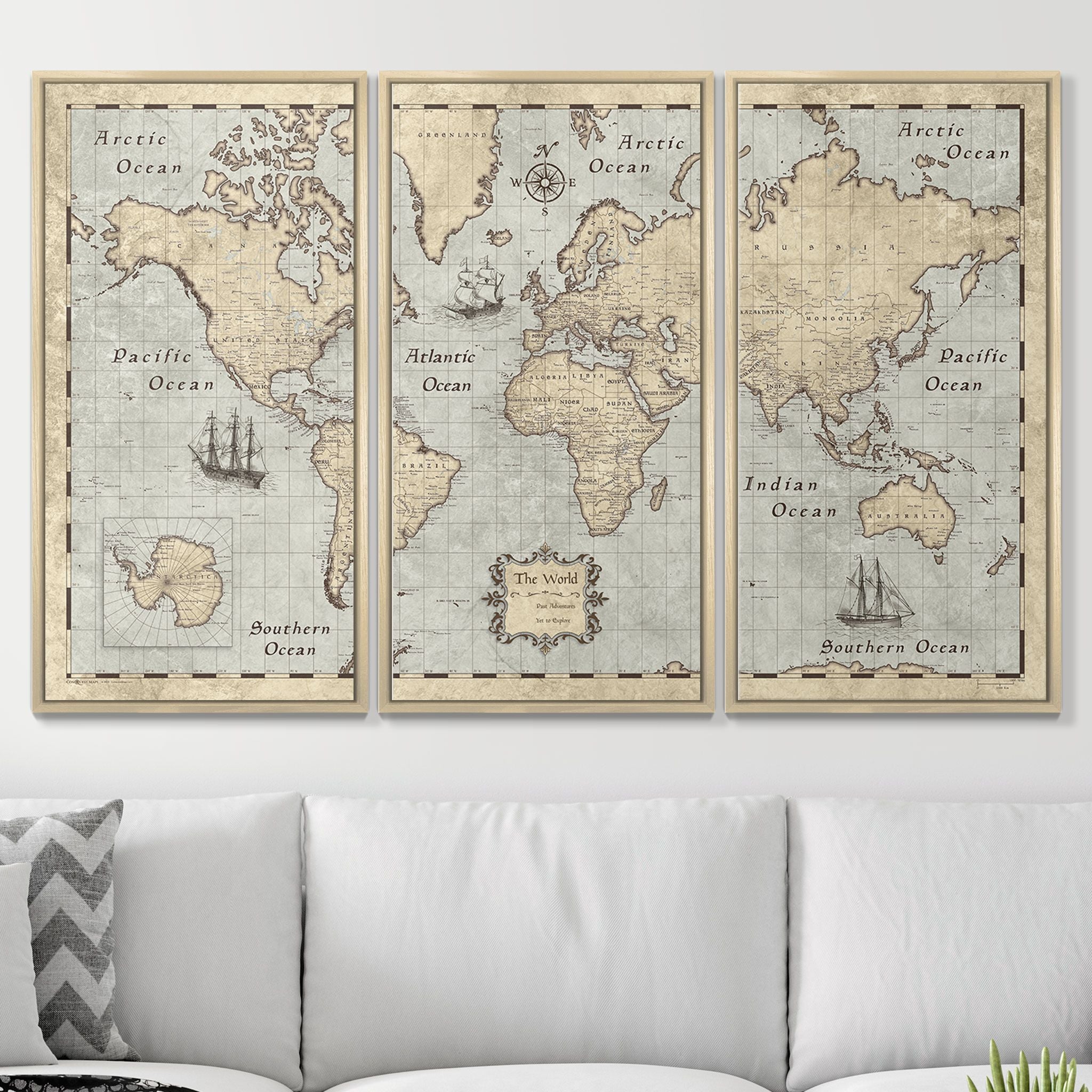 Push Pin World Map Pin Board - Rustic Vintage - Pins Included! - Liberty Flag & Specialty
