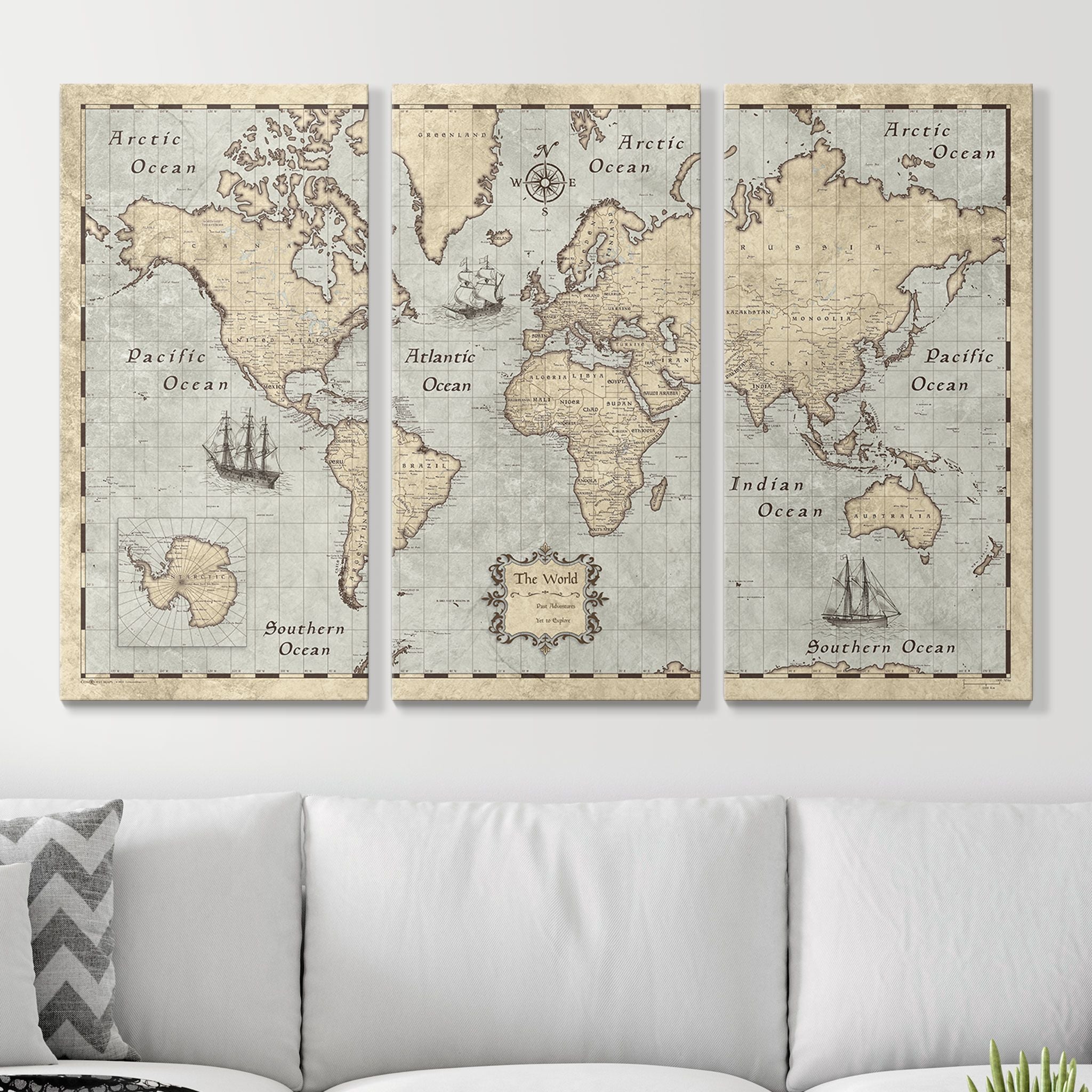 Push Pin World Map Pin Board - Rustic Vintage - Pins Included! - Liberty Flag & Specialty
