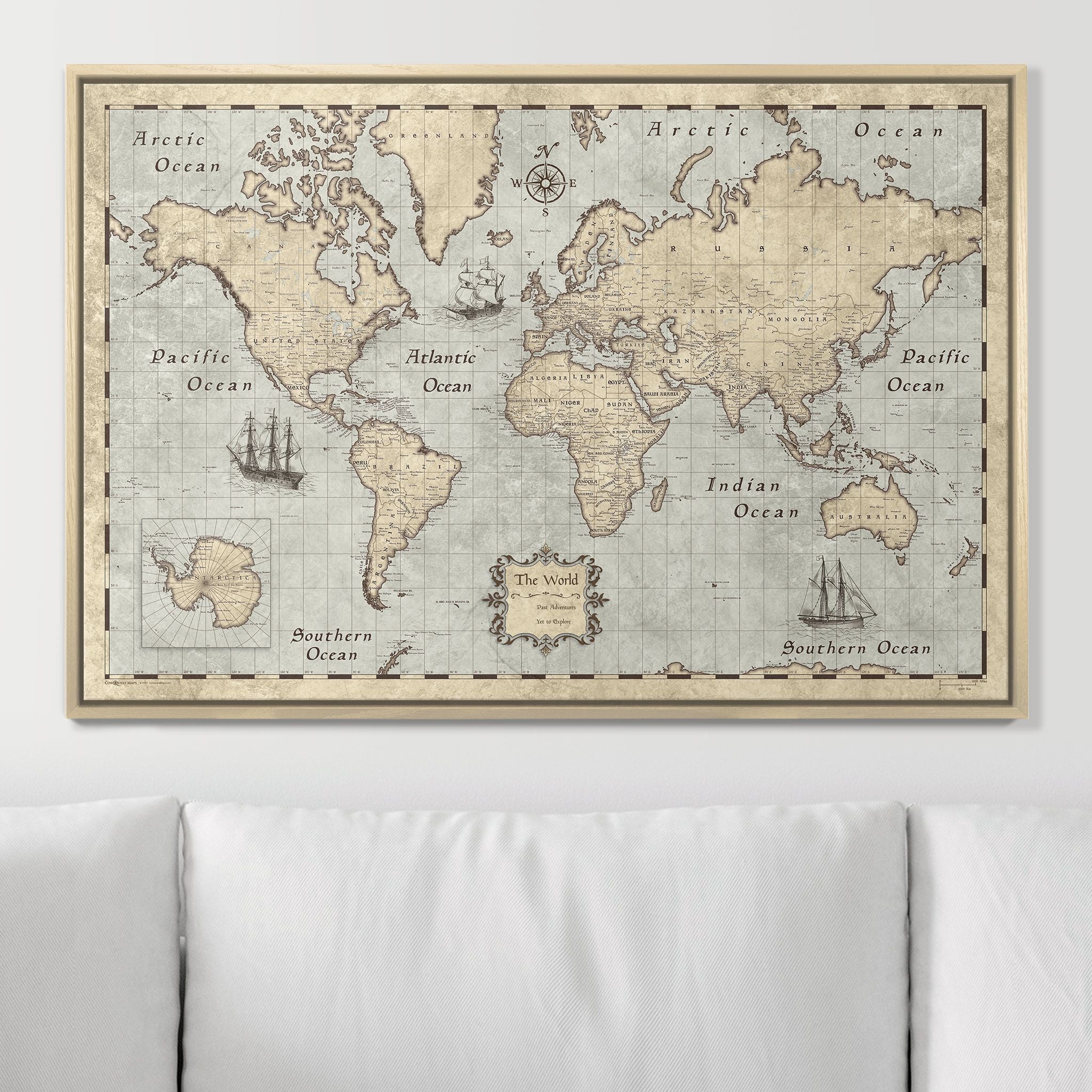 Push Pin World Map Pin Board - Rustic Vintage - Pins Included! - Liberty Flag & Specialty