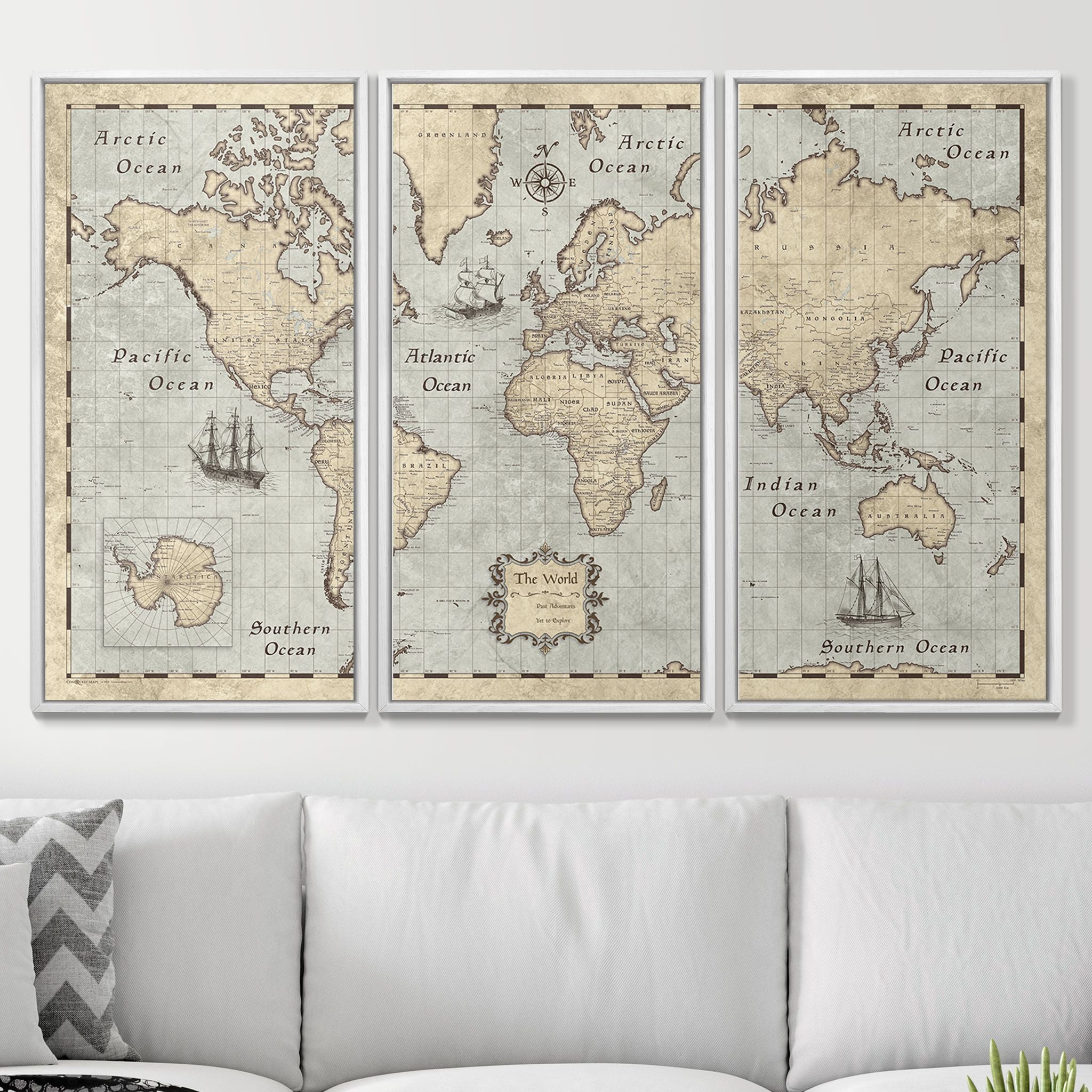 Push Pin World Map Pin Board - Rustic Vintage - Pins Included! - Liberty Flag & Specialty